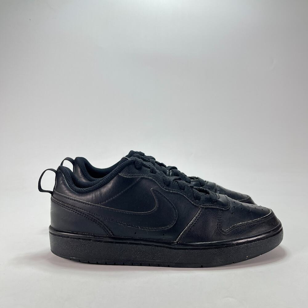 Nike Court Borough Low 2 GS Triple Black Casual Sneakers BQ5448-001 Youth Sz 7Y